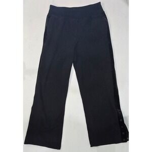 Athleta Black‎ Wide Leg Snap Button Lounge Pants Womens Medium Comfort Casual